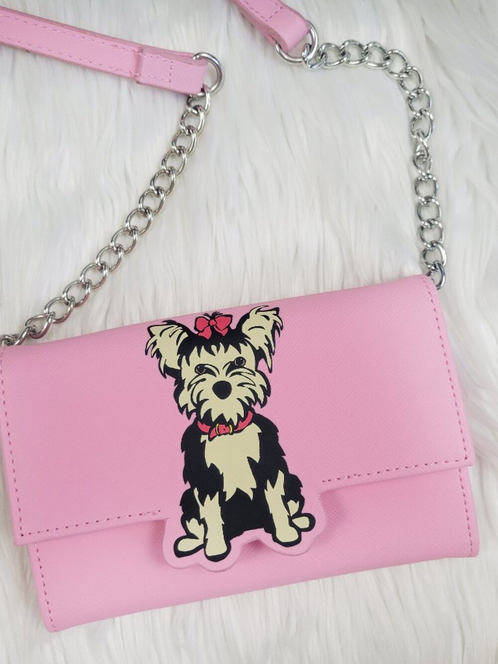 Marc Tetro Yorkshire Terrier Yorkie Dog Crossbody Purse Pink Card Wallet